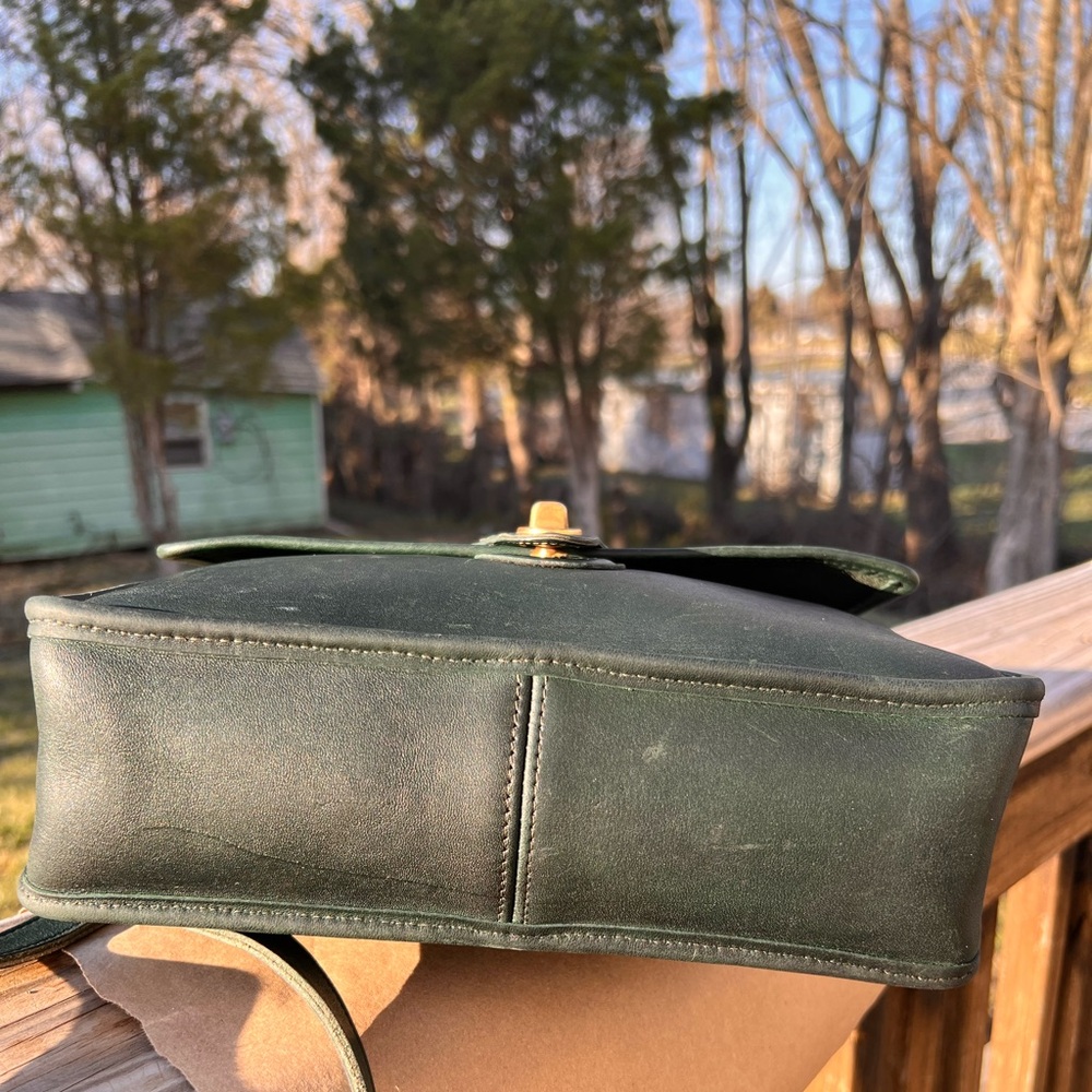 Vintage Coach Willis Satchel Bag In Bottle Green Full Grain Leather 9927 - Picture 7 of 11